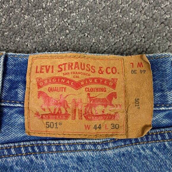 Levi's 501 Jeans Men's 44 x 30 Blue Ripped Cut Distressed Cotton 501 3032 - Picture 6 of 14